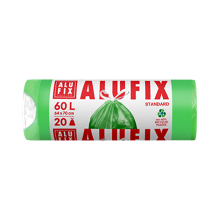 ALUFIX Garbage bags drawstring 60L/20buc, HDPE 64x70cm